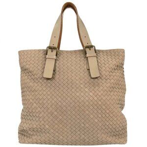 Bottega Veneta Beige Lambskin Intrecciato Tote Bag